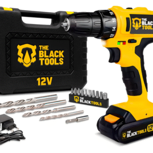 furadeira parafusadeira sem fio a bateria tb 12e 12v 3/8 10mm com maleta e acessórios the black tools