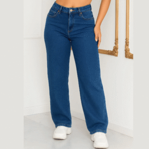 calça jeans wide leg feminina cintura alta sem lycra stillge