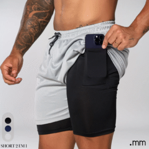 bermuda dupla masculina compreensão 2 em 1 short esporte